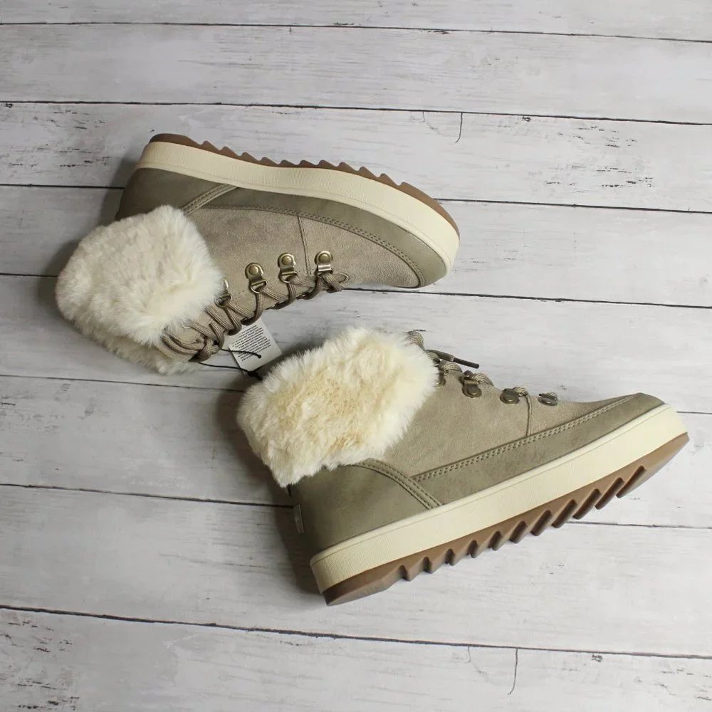 Koolaburra by Ugg Women's Winter Boots Size 8 Suede Leather Lace Fur